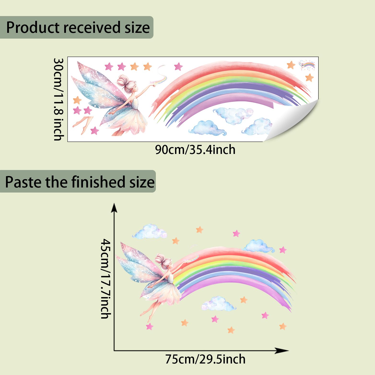 HGDESIGN Wandtattoo Fee Elfe Einhorn - Magische Deko Für Kinderzimmer 30x90cm