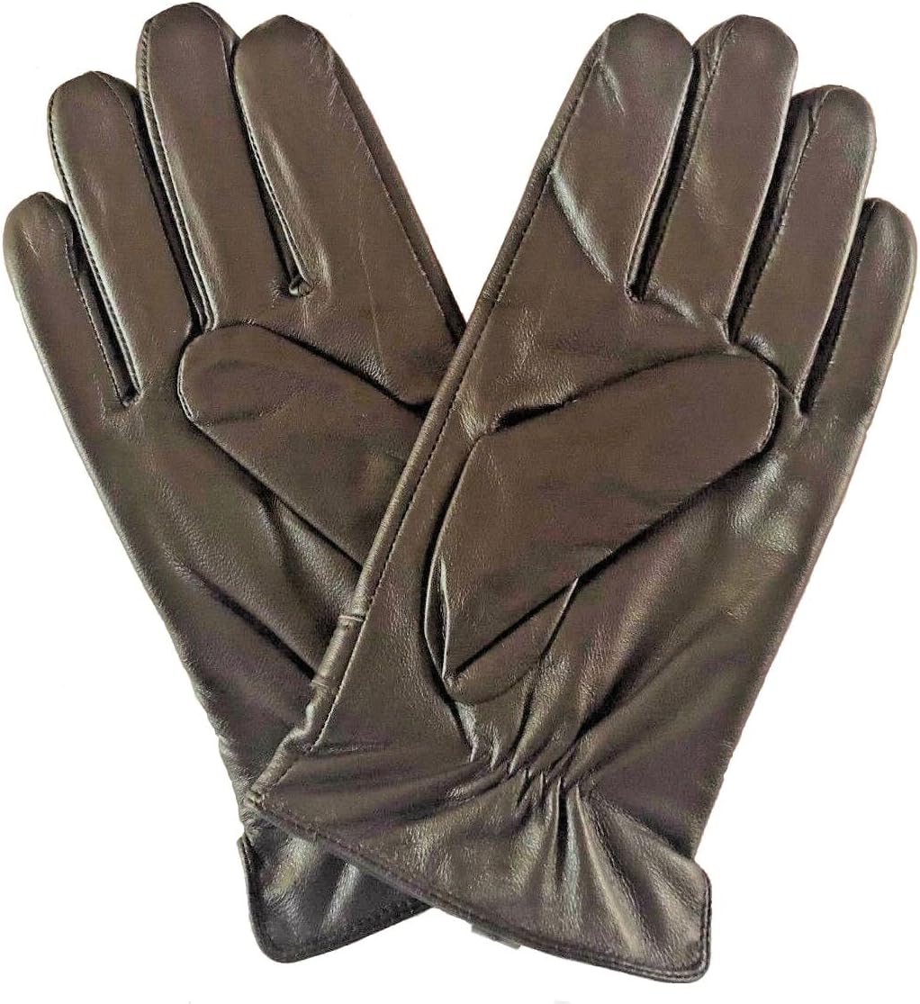 Mens GENUINE LAMBSKIN Velvet lined winter gloves - Brown - Image 2