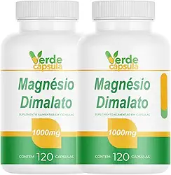 Kit 2 Magnésio Dimalato 1000mg 240 Cápsulas - Malato de Magnesio - Suplemento Alimentar em Cápsulas - Verde Cápsula