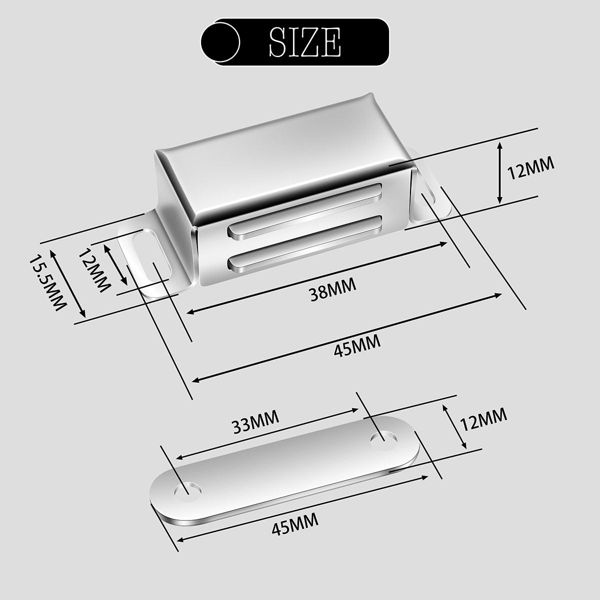 ciciment Magnetic Door Catch, Stainless Steel Cabinet Magnets for Kitchen Wardrobe Bathroom Cupboard Drawer Closures - Image 2