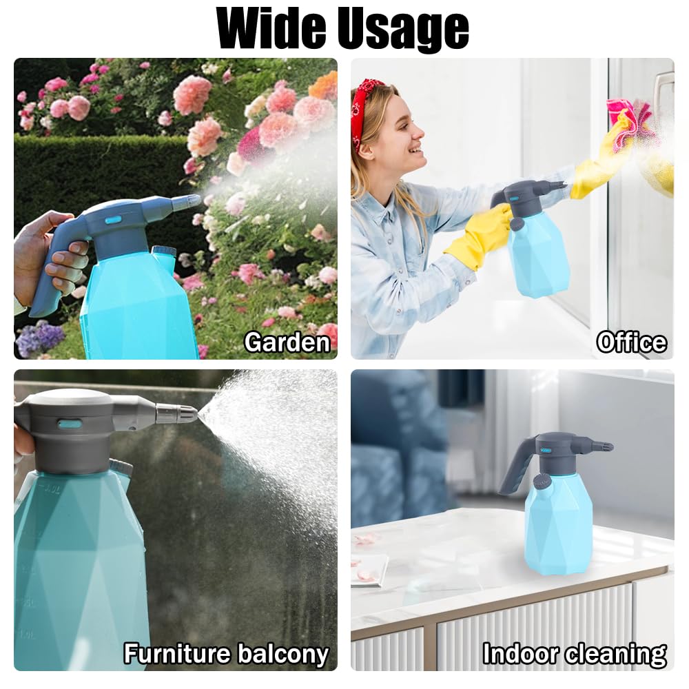OBEST Pulverizador de presión recargable, pulverizador de plantas eléctrico, pulverizador de jardín portátil con boquilla ajustable, para cuidado de plantas, limpieza del coche y trabajos de