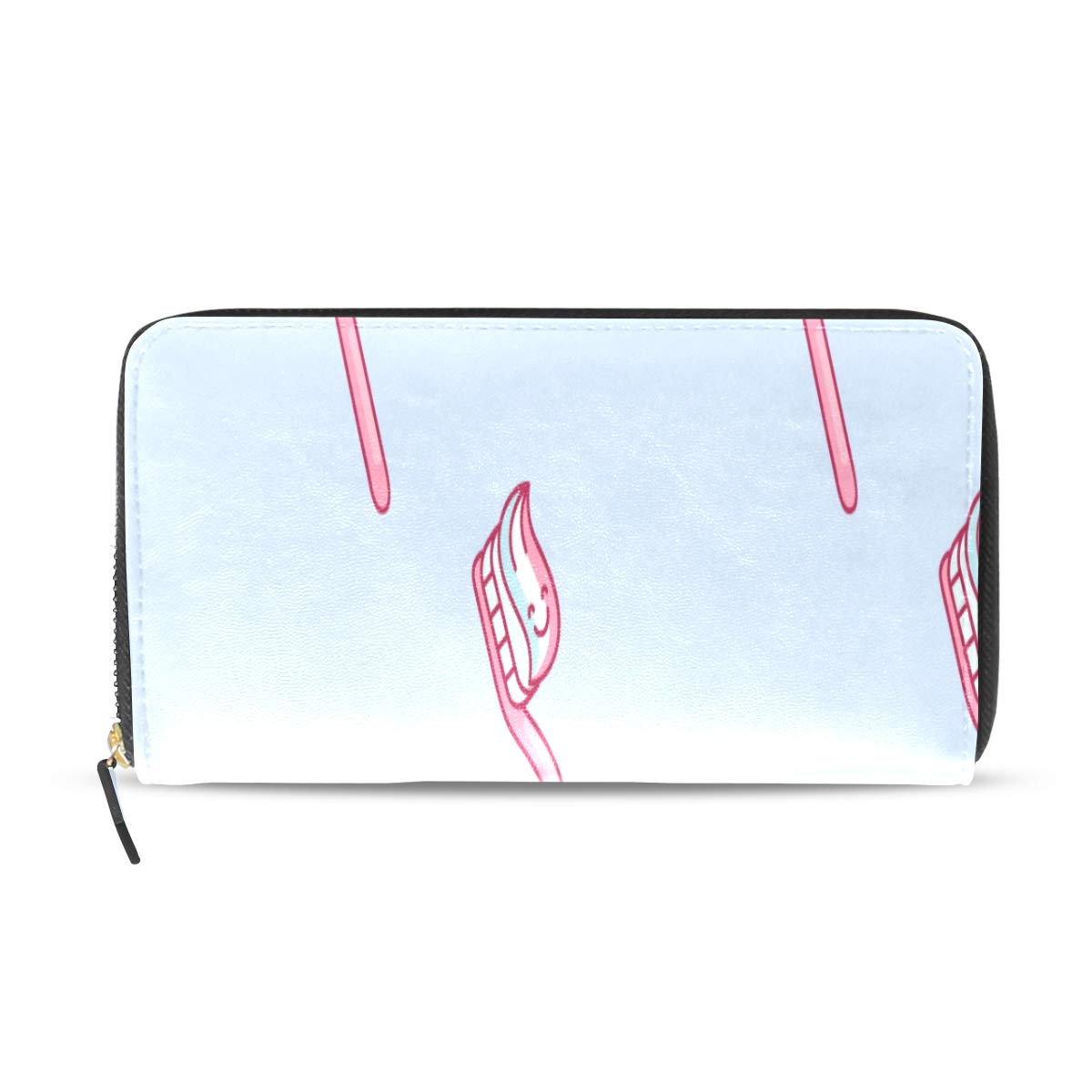 Toothbrush And Toothpaste Long Passport Clutch Purses Zipper Wallet Case Handbag Money Organizer Bag Credit Card Holder For Lady Women Girl Men Travel Gift