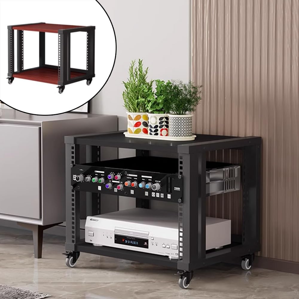 Supporto AV Ma a 4 livelli con ruote in noce o rack per proiettore PS5 console di gioco DVD giradischi HiFi Ste cabinet (altezza 81,3 cm, 4 livelli)