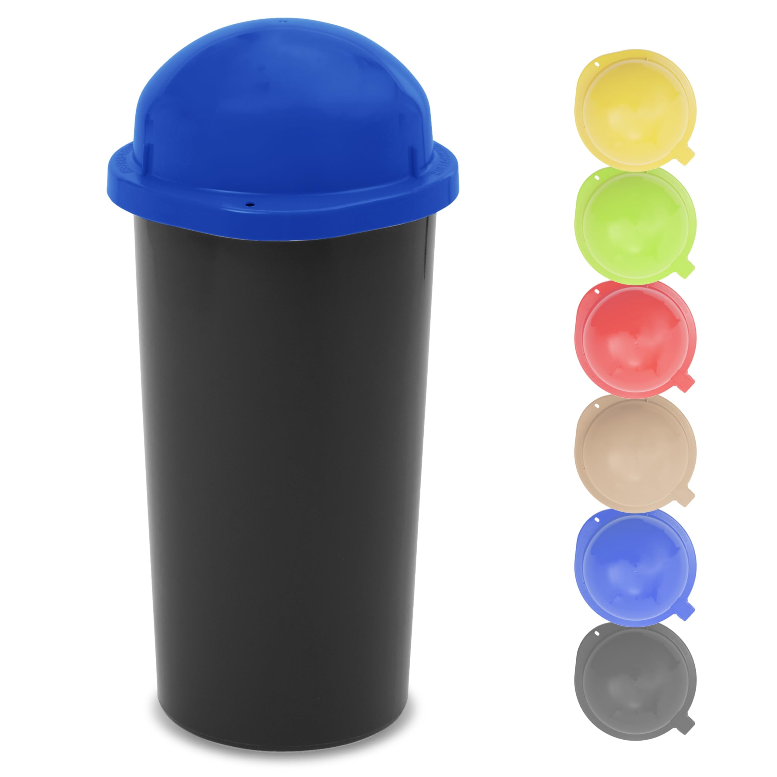 KUEFA HD 60L Müllsackständer Mülleimer mit Scharnierdeckel und Klemm-Ring Gelber Sack Blau