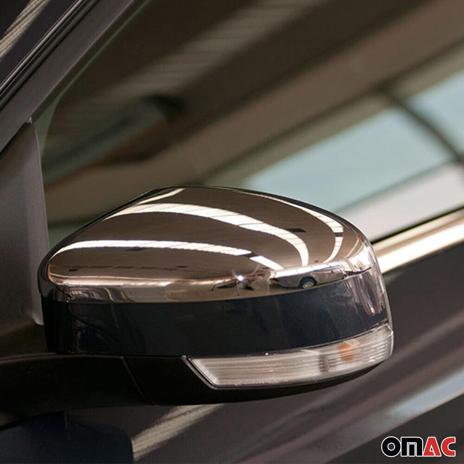 OMAC Nakładki na Lusterka Spiegelabdeckung kompatybilny z Ford Mondeo Limo 2007-2015 Stal Nierdzewna Srebrny