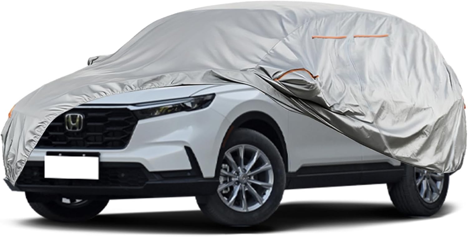 Favoto SUV Car Cover for Automobiles - All Weather Waterproof Outdoor UV Rain Snow Protection 210D Oxford with Air Vent Breathable Full Exterior Covers Universal Fit for SUV (185-195 inch)