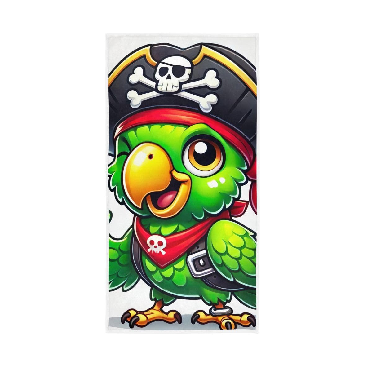 HUYGD Pirate Parrot Hand Towels, Multipurpose Spa Towels for Bathroom, Gym, Hotel, Spa 15 x 30 Inches