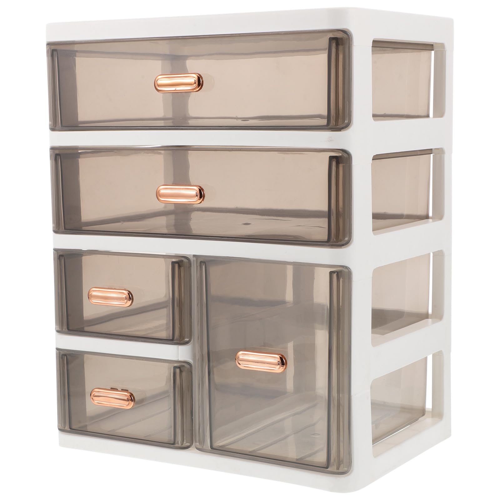 Beavorty Organizer da Scrivania Trasparente 4 Scomparti e Cassetti, Scatola Portaoggetti in Plastica per Prodotti per Cura della Pelle e Cancelleria, per Ufficio e Camera da Letto