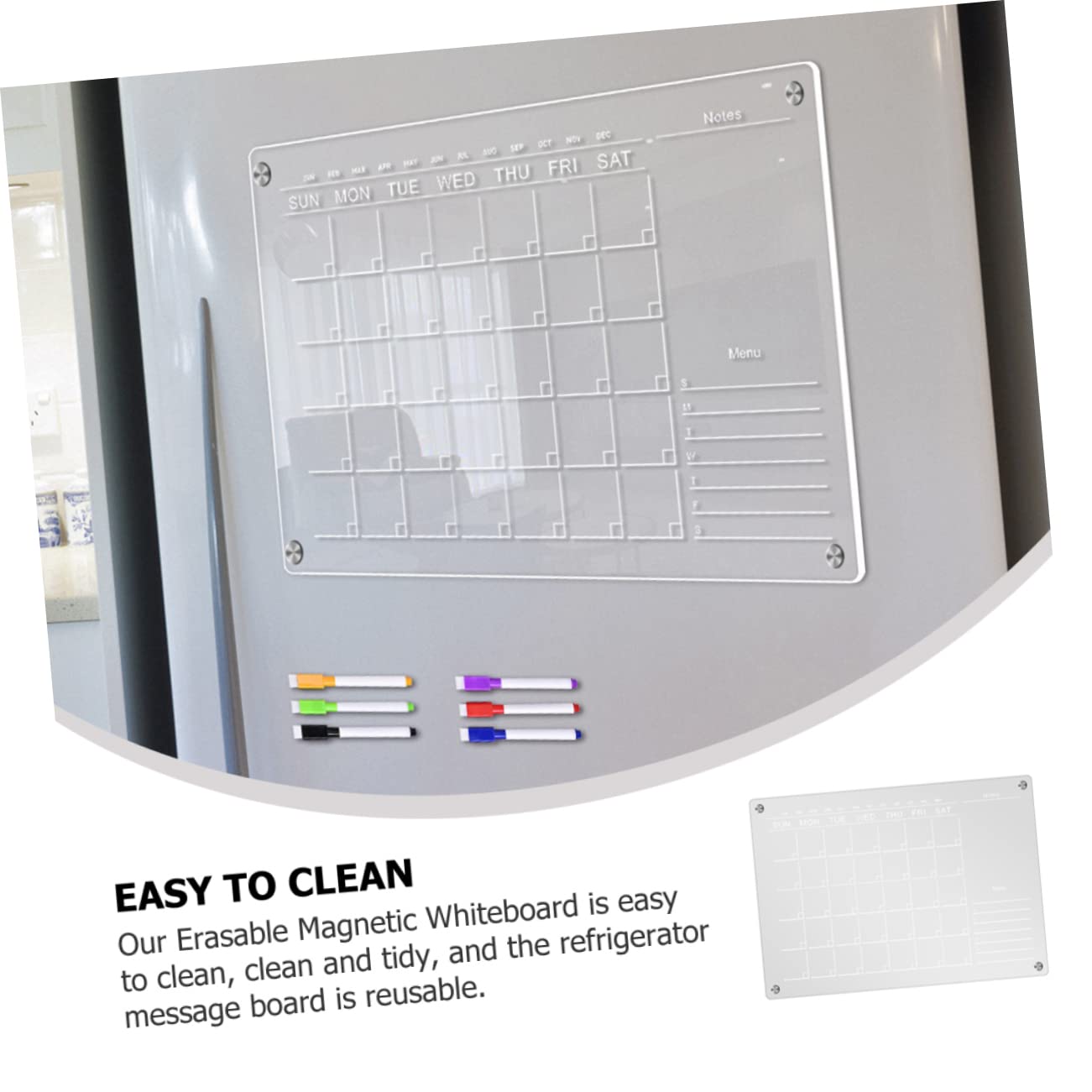 Tableau Magnétique Effaçable en Acrylique pour Bureau, Calendrier Hebdomadaire Aimanté Transparent, Planificateur Magnétique Pratique pour Réfrigérateur et Rappel D’horaire