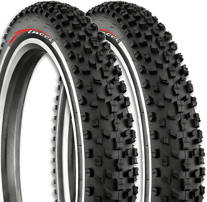 Fincci Fat Bike Tyres 26 x 4.0 Inch - Foldable Pair 26 inch Bike Tyre for Adult Electric Bikes - Fat Tyres Mountain Bike 100-559, for Off-Road, Dirt, Mud and Cross-Country (Foldable + Reflective)