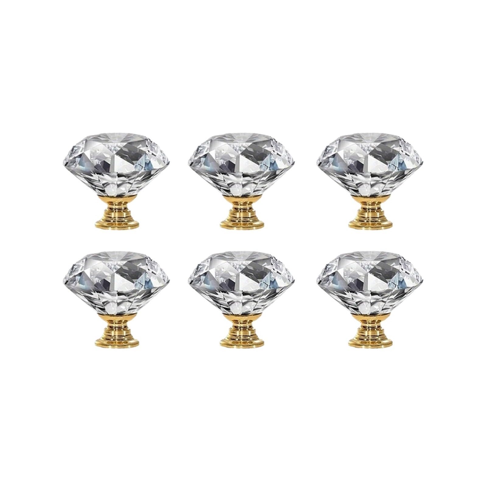 GFJFsetSH 4/6/10pcs Diamond Crystal Glass Cabinet Drawer Knobs(6pc)