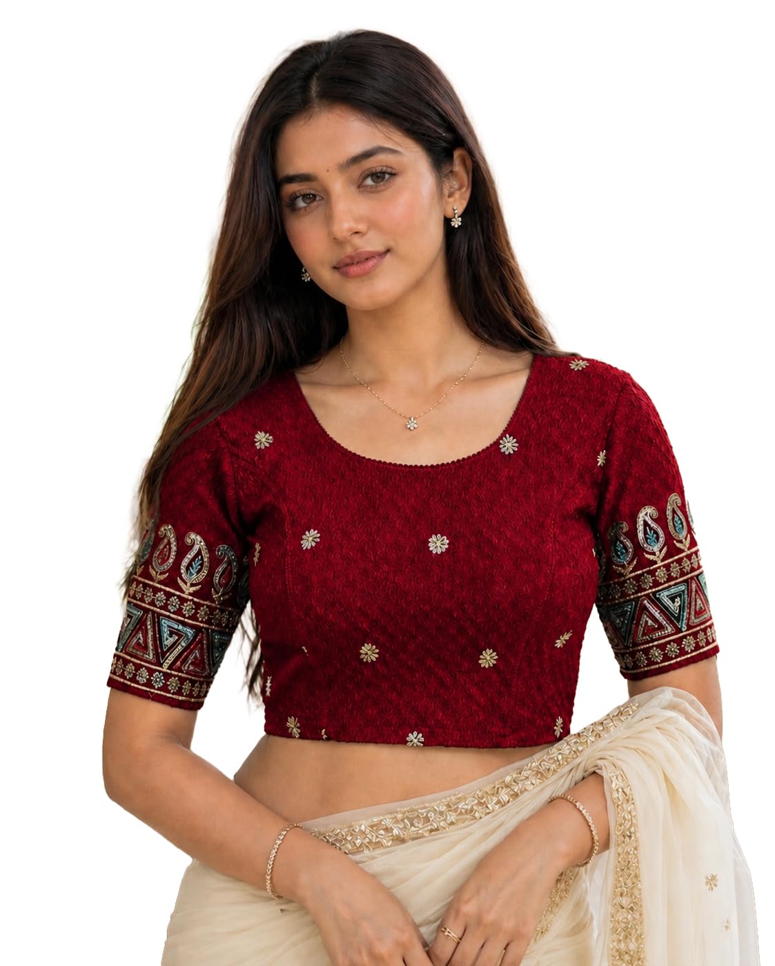 rajnandini Women's Lycra Embroidered Readymade Blouse(BL6208-P)-picture-18