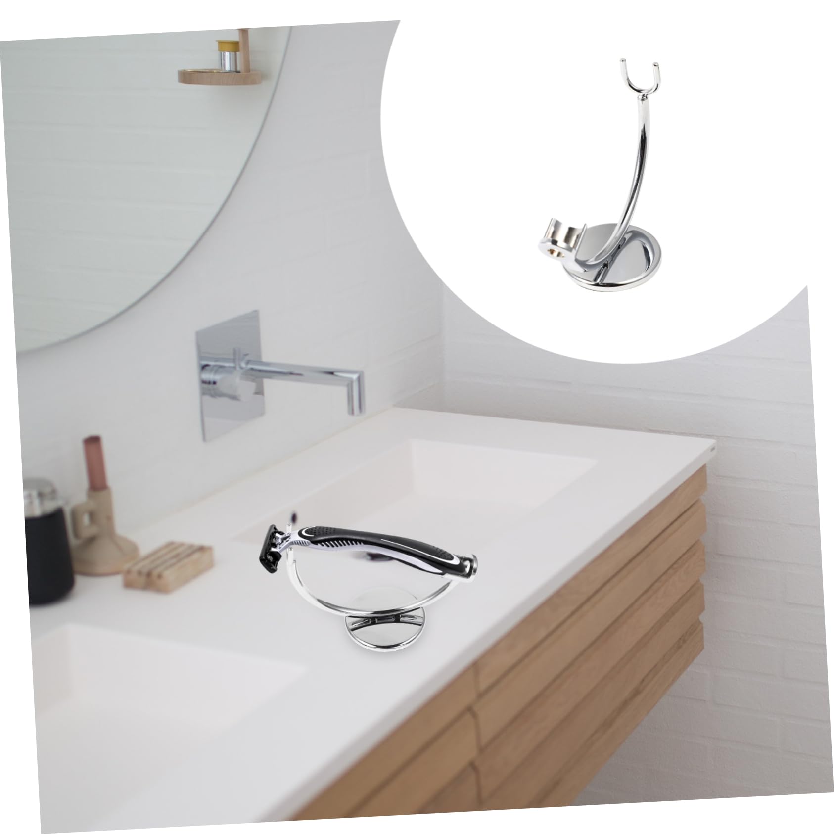 Angoily 2pezzi Supporto Per Rasoio Da Bagno Organizer Pratico Per Rasoio Stand Decorativo Per Rasoi Da Uomo Design Resistente e Anti-scivolo Soluzione Per La Rasatura Quotidiana