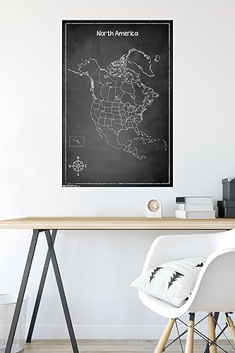 Miniatura 4 de Trends International Chalk Map - Póster de pared de América del Norte, 22.375 x 34 pulgadas