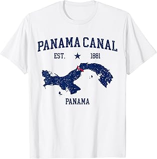 Panama Canal Souvenir EST. 1881 Panama Map Vintage T-Shirt