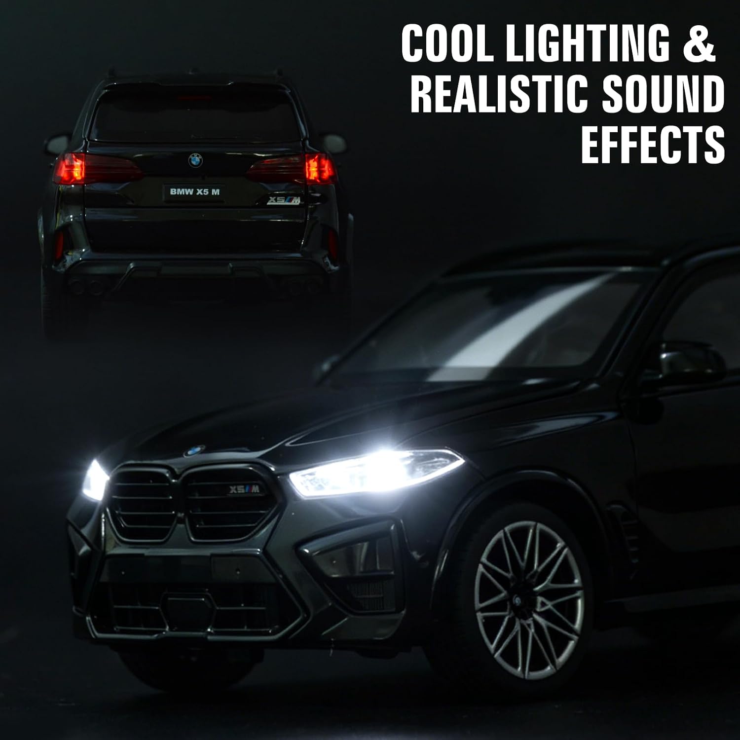 Toy Car Model 1 24 Diecast Cars Compatible with BMW X5 M Off-Road SUV Collect Model Car Kits for Adults and Boys Die Cast Metal Toy Cars for Kids Age 3-12 Pull Back Cars with Lights and Sounds（Black）