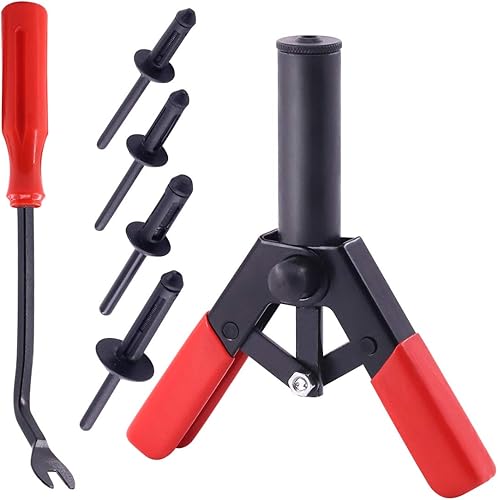 Glarks Juego de 42 pistolas de remache de plástico, herramienta de extracción de sujetadores y surtido universal de remaches para instalar y quitar