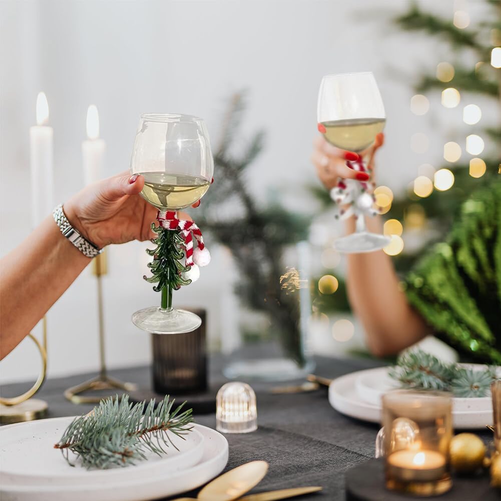 Amazon.com | SKINFORD 2Pack Christmas Holiday Tree Stemmed Wine Glass with  Scarf Lead-Free Wine Glasses with Stem New Year Gifts for Christmas Wedding  Holiday Housewarming Party Decorative: Wine Glasses