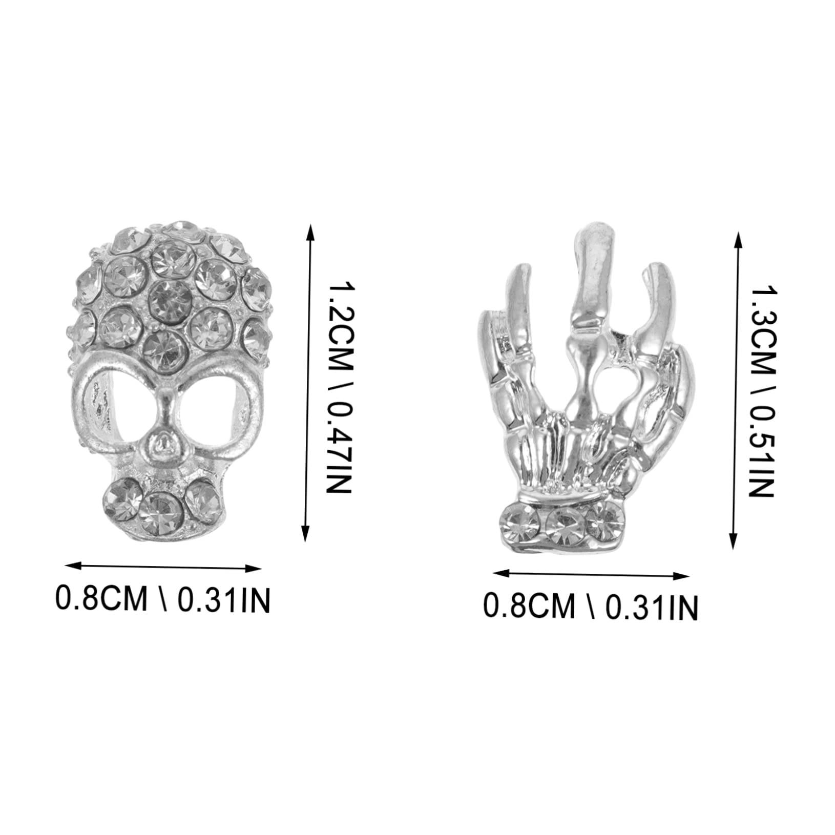Healvian 200pièces Décorations Nail Art Avec Strass Forme De Tête De Mort Autocollants Manucure Pour Et Accessoires De Téléphone Nail Art