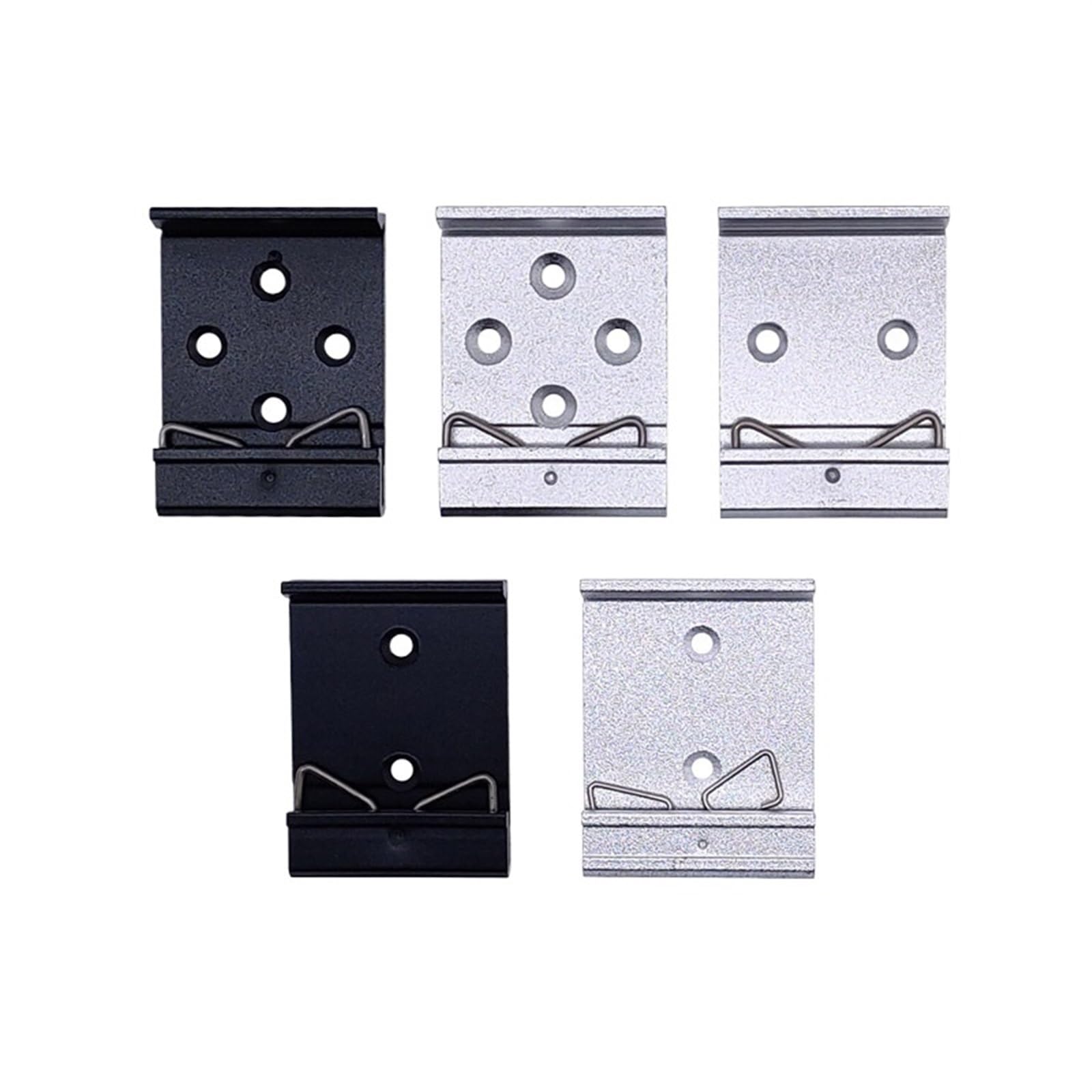 JWBSTUIW 1pcs 35mm C Shape DIN Buckle Simple Fixing Rack with mounting Holes Guide Rail Buckle Aluminum Alloy Slideway Clasp Bracket(4 Holes Black)