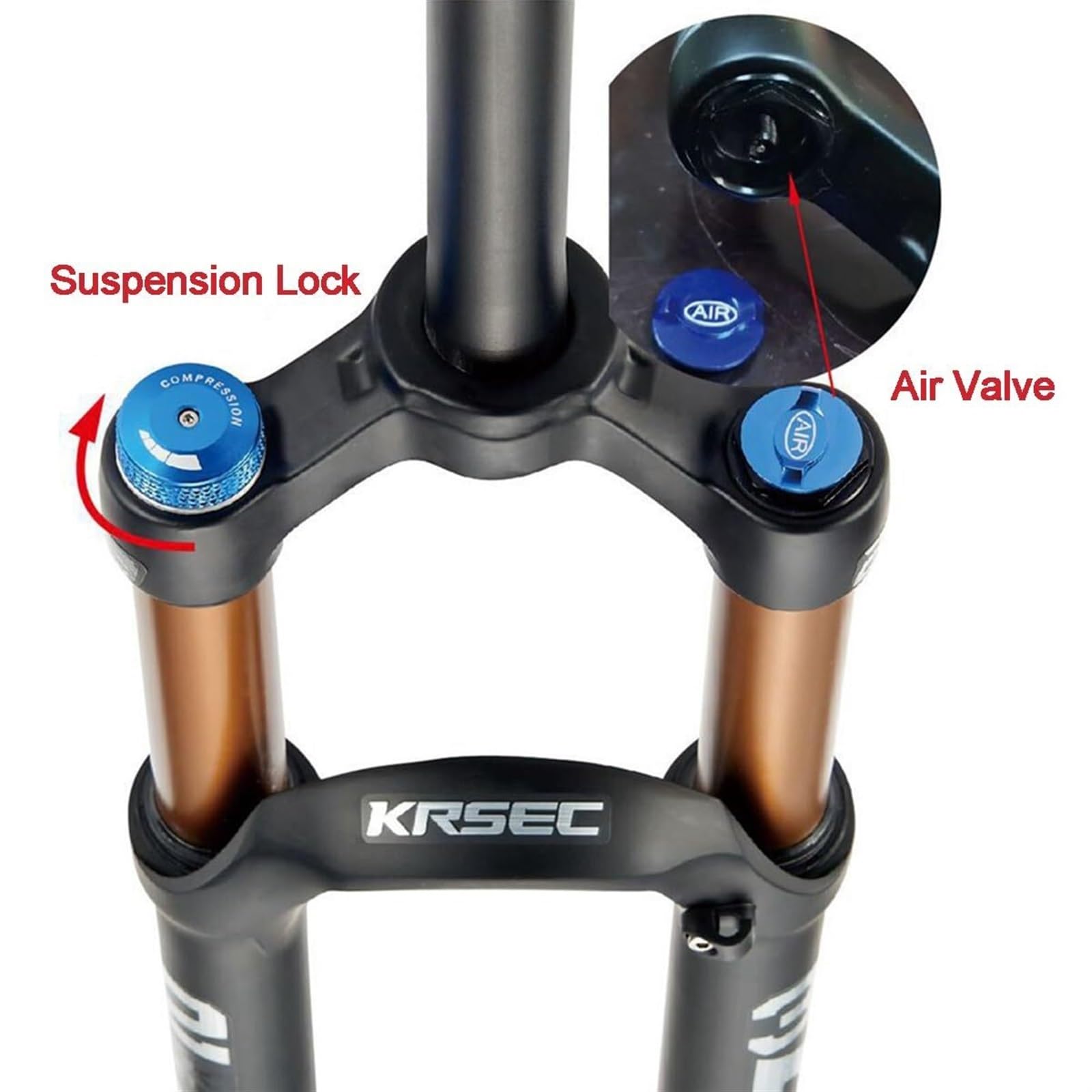 Fourche Avant Ultra-légère pour VTT, débattement de 120 mm, Pivot Droit sans Filetage de 28,6 mm, Blocage Rapide, axe traversant 9 x 100 mm.