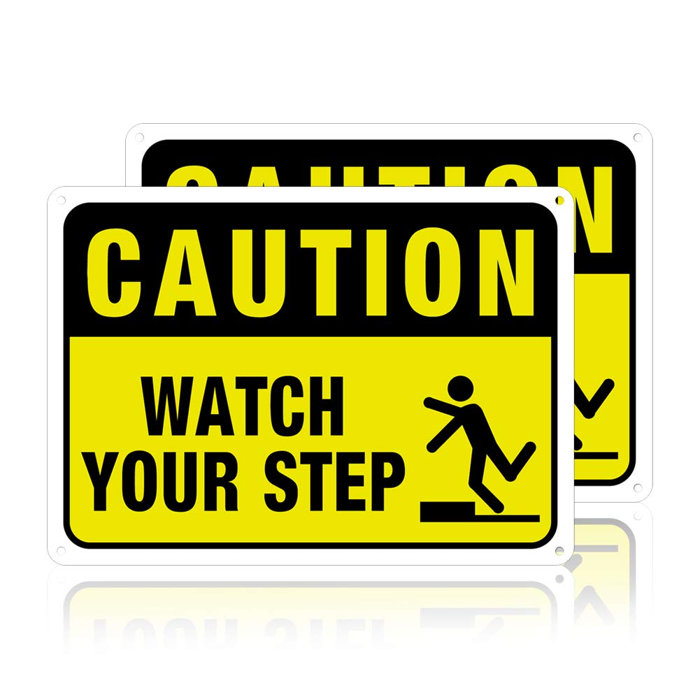 Panneaux d'avertissement Watch Your Step GLOBLELAND étanches pour sécuriser les marches