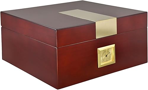 Humidor de puros de madera de cereza La Cubana con metal dorado con capacidad para hasta 50 puros