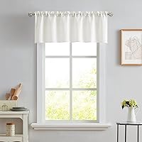 Vista 41 de Melodieux Cortinas semitraslúcidas blancas de 24 pulgadas de largo para cocina, cafetería, dormitorio, ventanas pequeñas, con bolsillo para barra