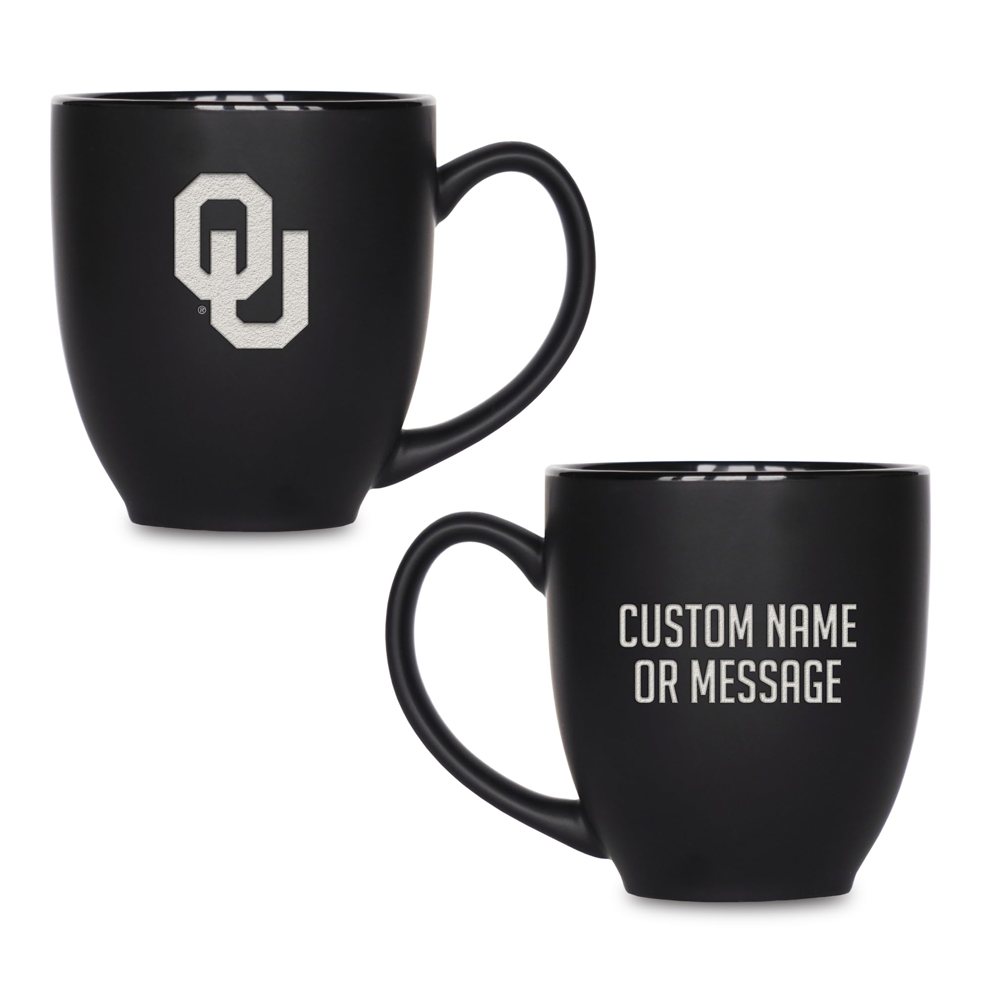 Rico Industries NCAA Primary 15-Oz Personalized Matte Black Bistro Mug - for Hot or Cold Drinks