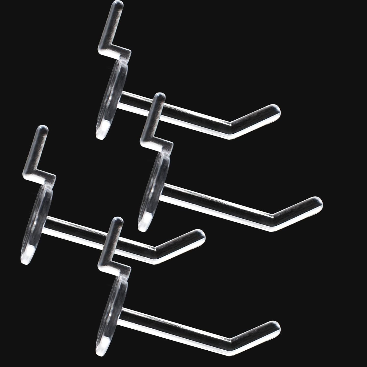 KeaJuidy 100pcs Plastic Pegboard Hooks Clear Acrylic Hook Plastic Hooks for Retail