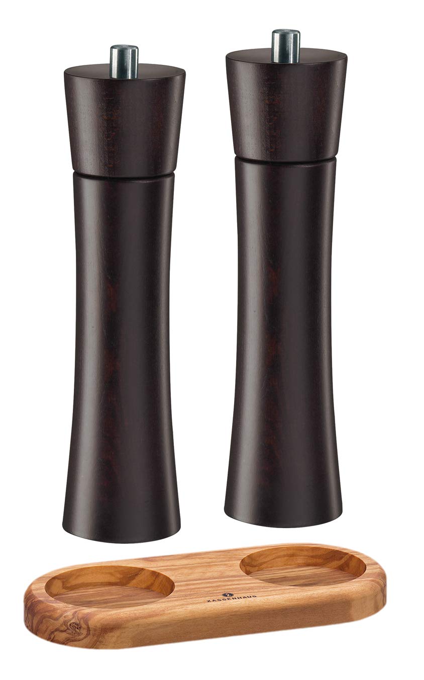 Zassenhaus Zestaw młynków do soli i pieprzu Frankfurt wenge i podstawki (24 cm)