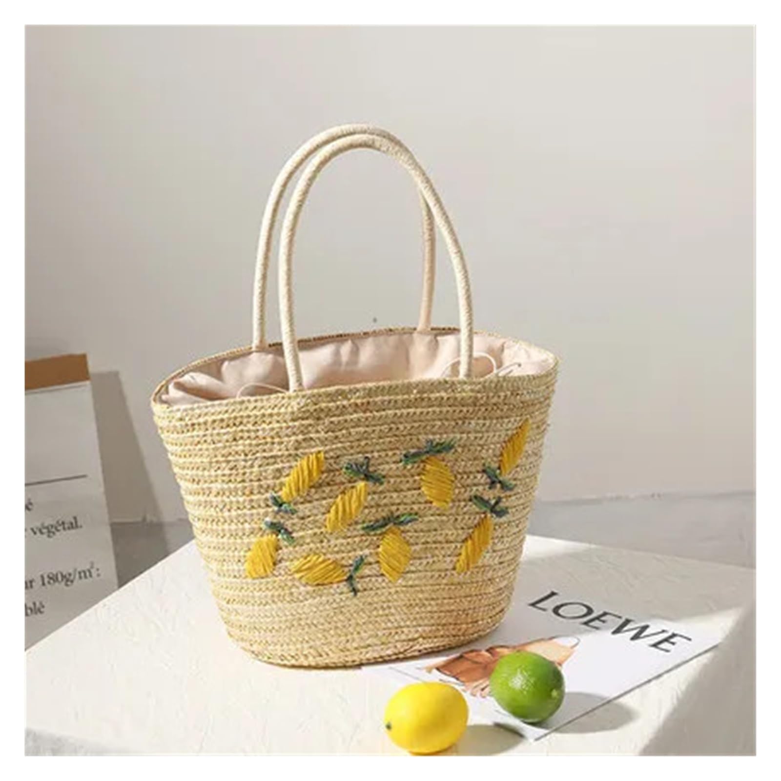 VELORE Bolso de hombro para mujer para verano, tejido de paja, bolsa de playa 2022, nuevo bolso bordado del alfabeto simple de gran capacidad