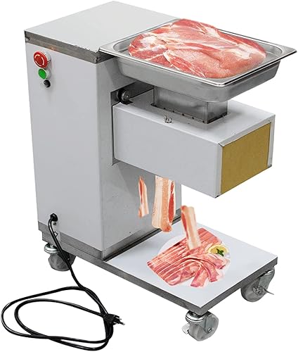 Cortadora de carne comercial, máquina cortadora de carne con polea 1100 LBhora, hoja de 0.118 in, 550 W, 110 V, cortador de carne de acero