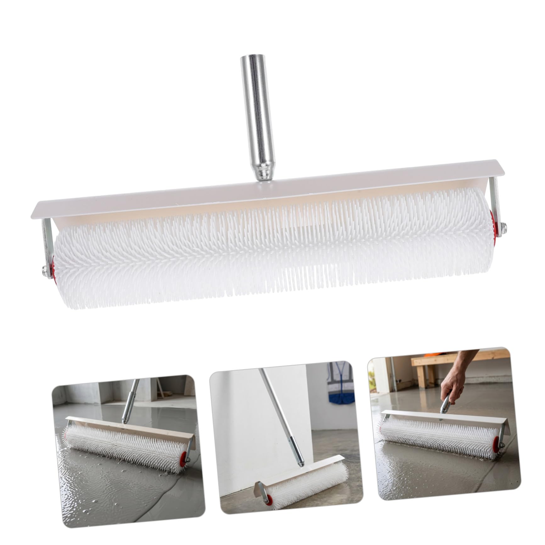 Rodillo de Suelo con Púas de 50cm, Mango Compacto y Protector | Dientes de 28mm, Espaciado Uniforme y Pp Hierro, para Hormigón Epoxi en Garajes