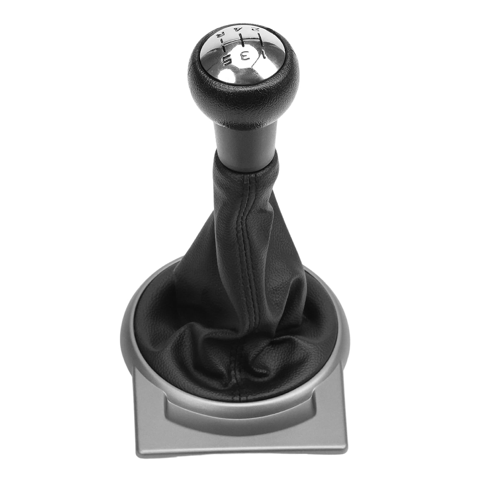 Pommeau Levier Vitesse pour Citroen C4 C1 C2 C3 Picasso Berlingo Saxo Peugeot 106 107 205 206 306 307 308 406 3008 Soufflet Pommeau manuel 5 vitesses(Noir Argent)