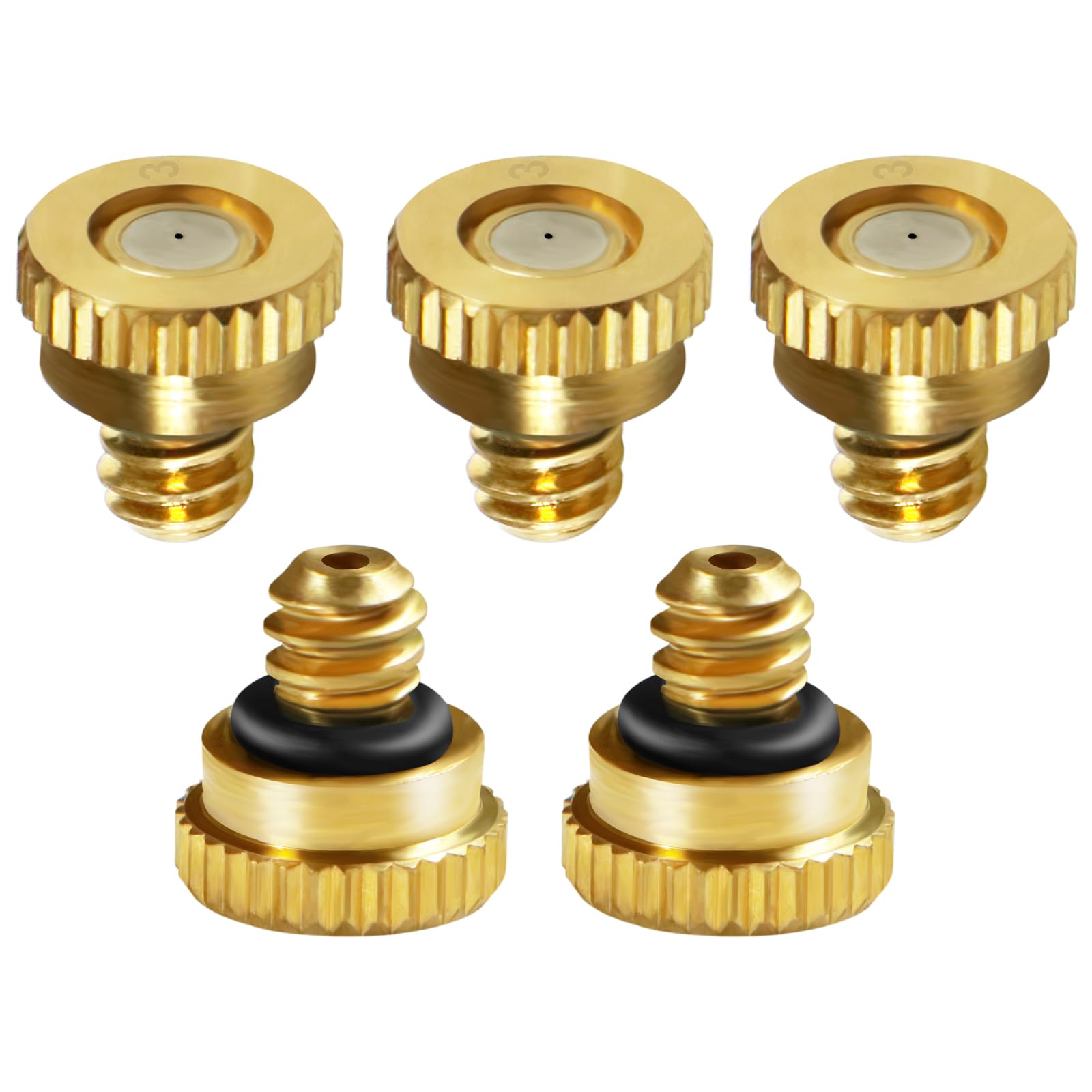 KUWAN Brass Misting Nozzles for Garden Cooling System 0.012" (0.3 mm) 10/24 UNC (5PCS)