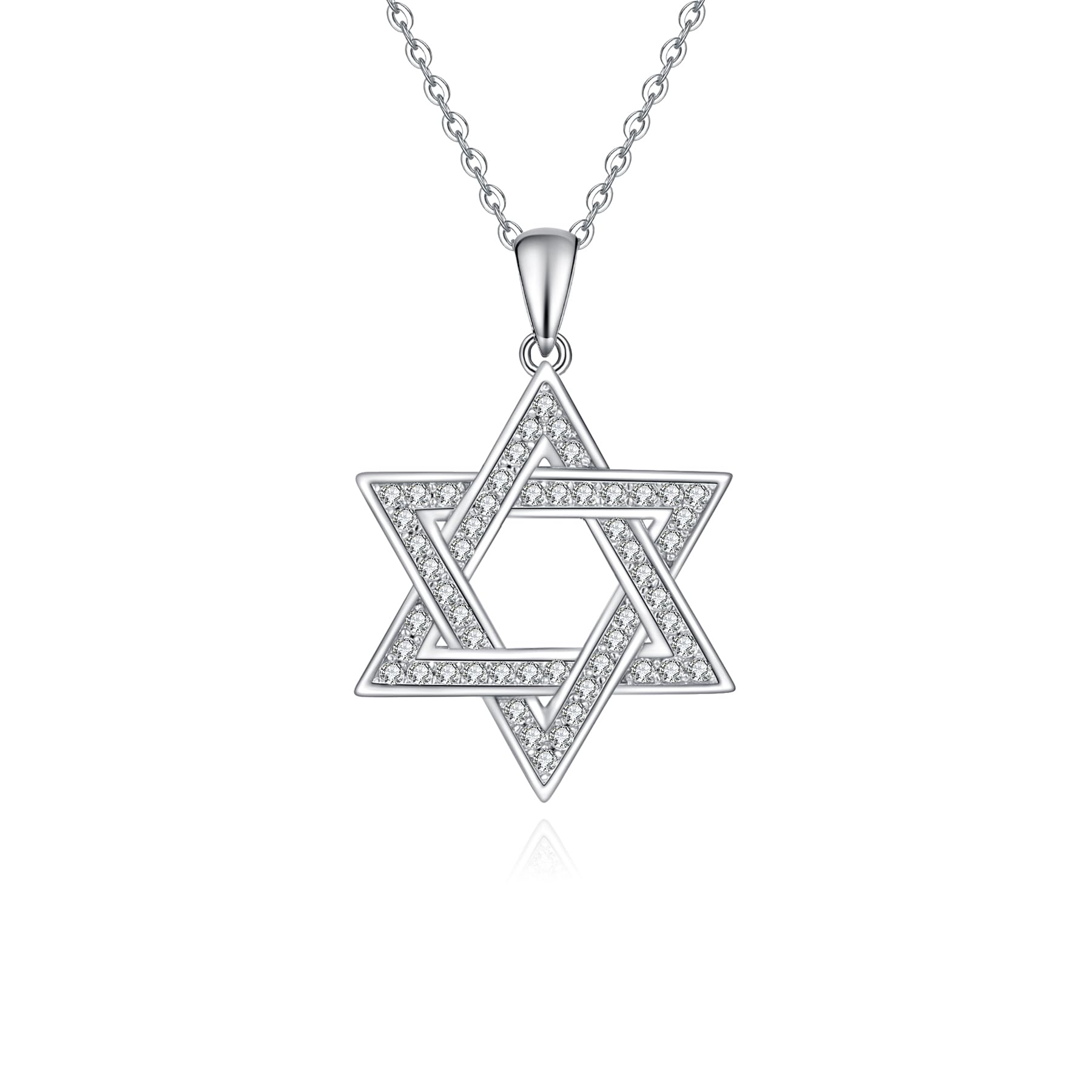 Davidstern Hexagramm Halskette 925 Sterling Silber Anhänger Halskette Schmuck Geschenk für Frauen DE1