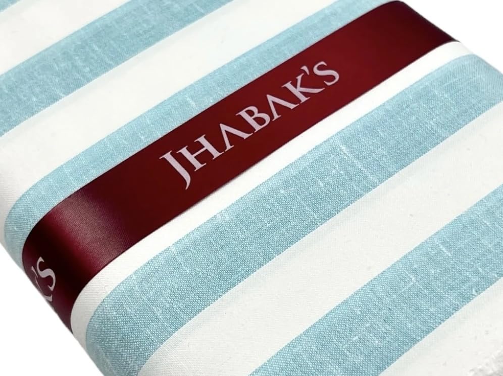 Image of JHABAK'S Unstitched Striped Shirt Fabric for Men - Cotton Linen Blend Lining Material - Shirt and Kurta Piece Cloth