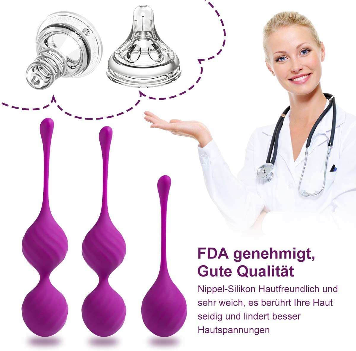 Love Balls Kegel Balls Training Balls Entraîneur de plancher pelvien Ensemble de 3 Silicone Parfait pour les femmes pour les jouets sexuels entraînement érotique du plancher pelvien (purple)