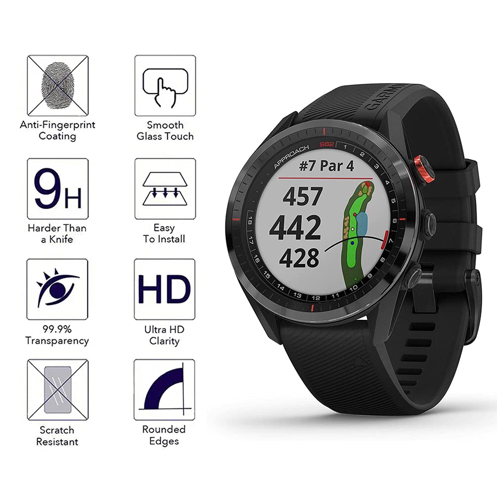 Yoomigle 4 Pack Compatible with Garmin Approach S62 Screen Protector Tempered Glass for Garmin S62 Watch Screen Protector Foils Glass 9H Hardness 0.3MM Slim Anti-Scratch Anti-Fingerprint No Bubble - Image 3
