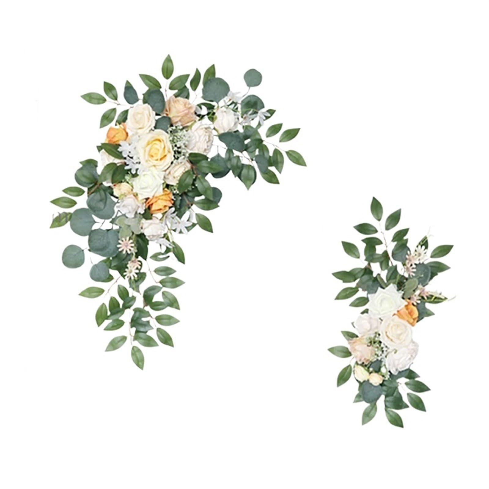 EKalgretrA Flower Arch 2pcs/set Artificial Flowers for Wedding Welcome Sign Arch Party Reception T-stage Background Corner Flower Decorations(Color4)
