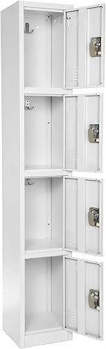 Miniatura 5 de AdirOffice Armario escolar grande con 4 puertas y 4 ganchos, armario de almacenamiento de metal ideal para escuela, garaje, armarios de oficina (4