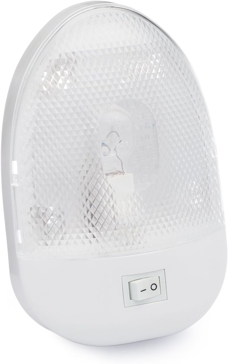 Lumitronics RV 12V Oval Single Dome Optics Light - Interior Lighting for Camper Trailer - On/Off Switch - Clear Removable Lens (White) : Automotive