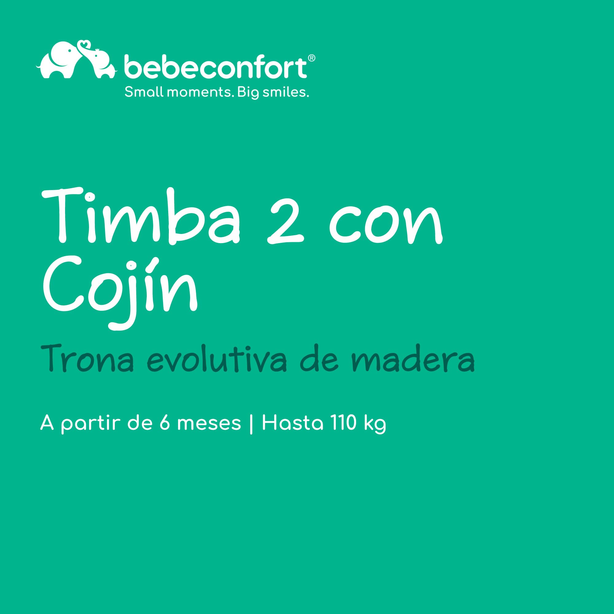 Bebeconfort Timba 2 con Cojín, Trona Bebé Evolutiva, Desde 6 meses hasta 110 kg, Silla Trona Bebé Comedor Ergonómica, Apta Todo Tipo Mesas, Bandeja Extraíble, Con Arnés, Natural Wood (Madera)+Beige