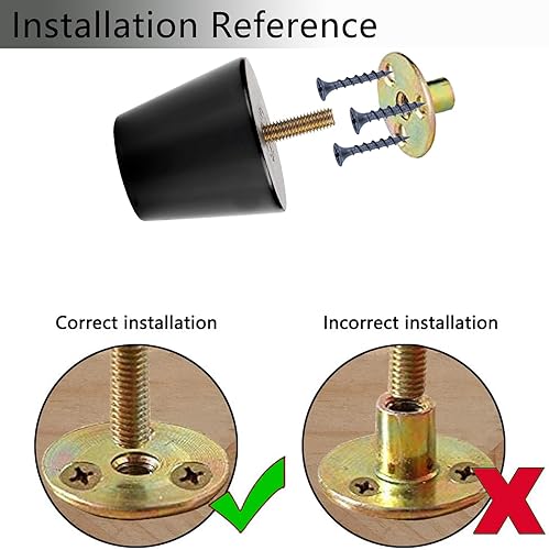 Miniatura 4 de Patas de repuesto para sofá de 2 pulgadas, patas de madera para sofá, armario otomano, juego de 4 tornillos