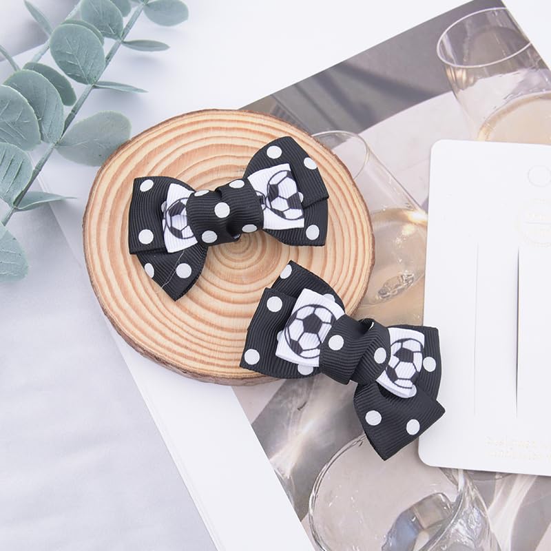 Football Bow Hair Clips Accessories for Women Girls Sports Hair Bows Barrettes for Girls Women Football Soccer Bowknot Hair Clip for Thick Fine Hair Cute Hair Slides Clips for Football Fan 2pcs - Image 3