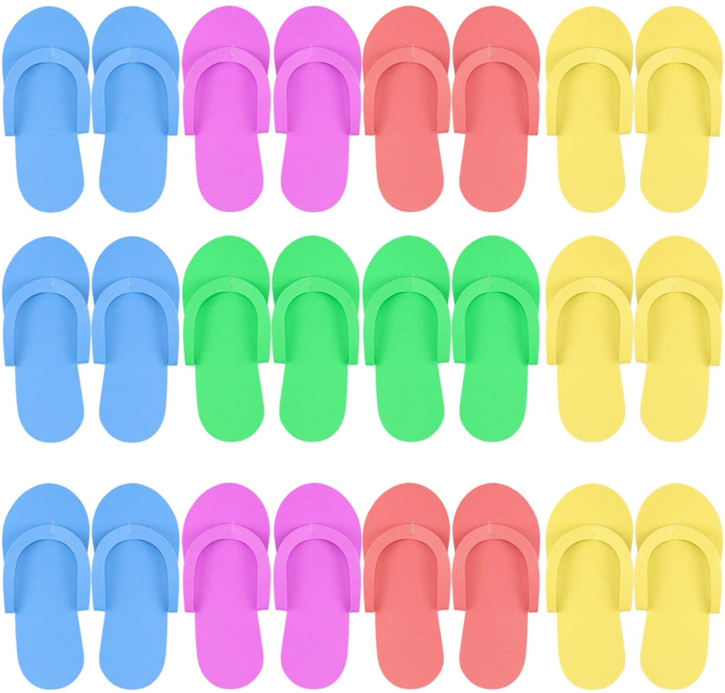 Disposable Shower Slippers, Disposable Guest Flip Flops, Foam Multi Color Flip Flops, Soft and Safe, Lightweight, Unisex, Suitable for Pedicure, Beach, Spa, Nail Salon, Etc., 12 Pairs, Random Color