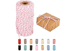 Twine String, White Pink Twine Bakers String for Crafting and DIY