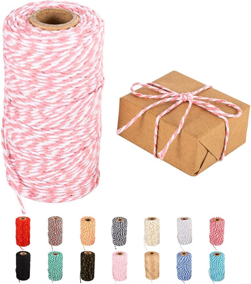 Amazon.com: Twine String,328 Feet White Pink Twine Bakers String Craft ...