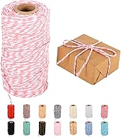 Vista 10 de Cuerda de hilo, 328 pies de cuerdas navideñas color beige y dorado; cuerda para panaderos, cuerda para manualidades, cuerda para tejer, cuerda
